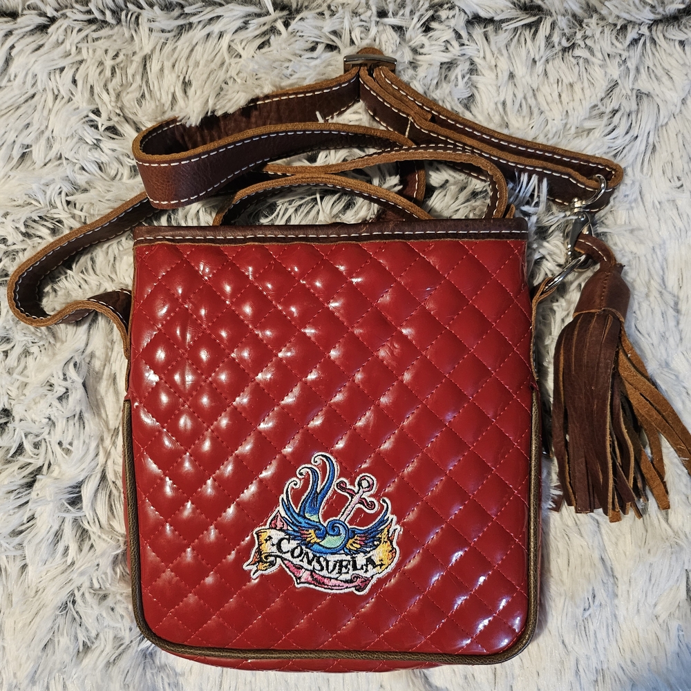 Consuela Red Quilted Crossbody Bag